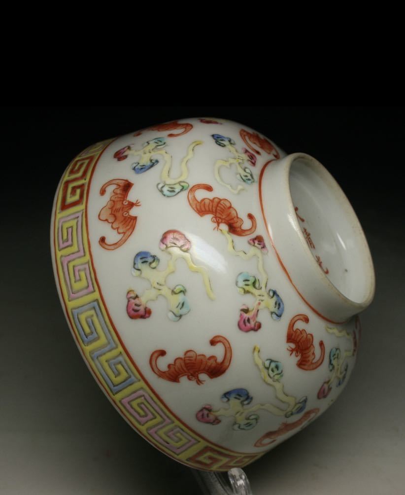 中国古玩 清時代色絵粉彩四花紋図菓子器 鉢 煎茶道具時代物 中国古玩