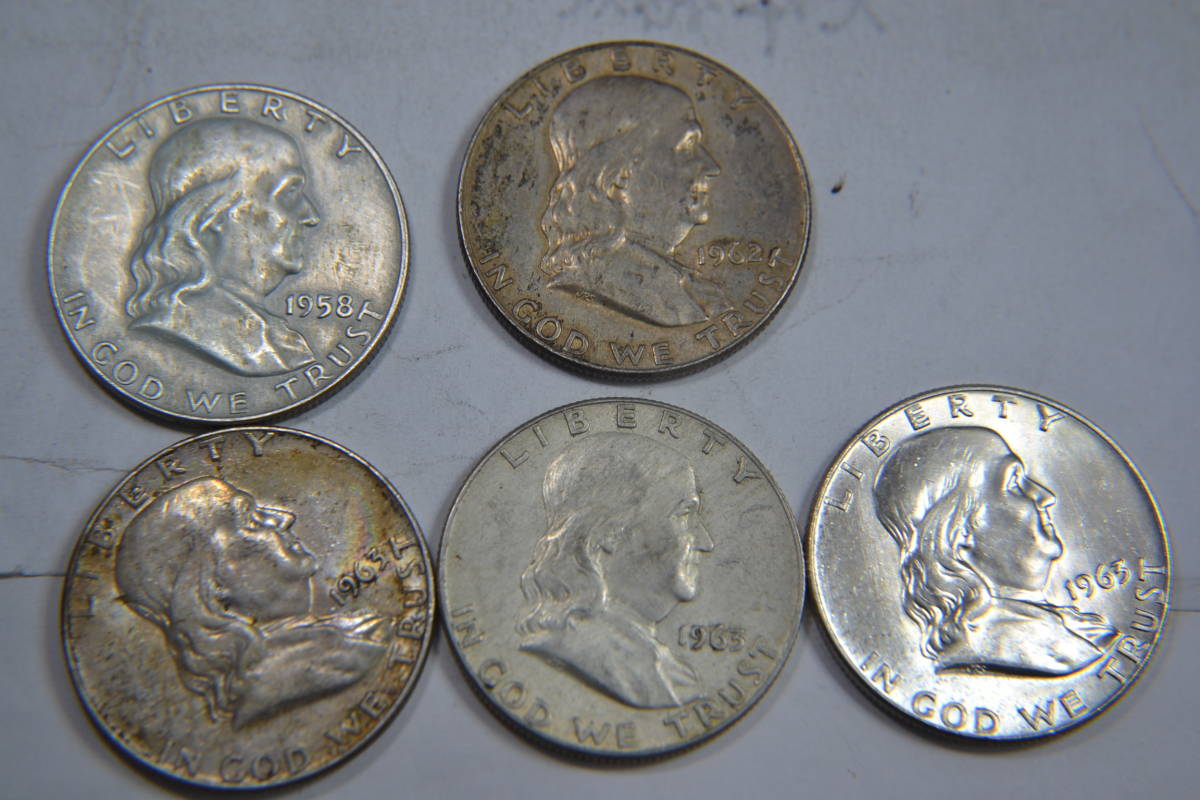 身辺整理・USA1941年～1963年ハーフダラー銀900銀貨10枚 【公式