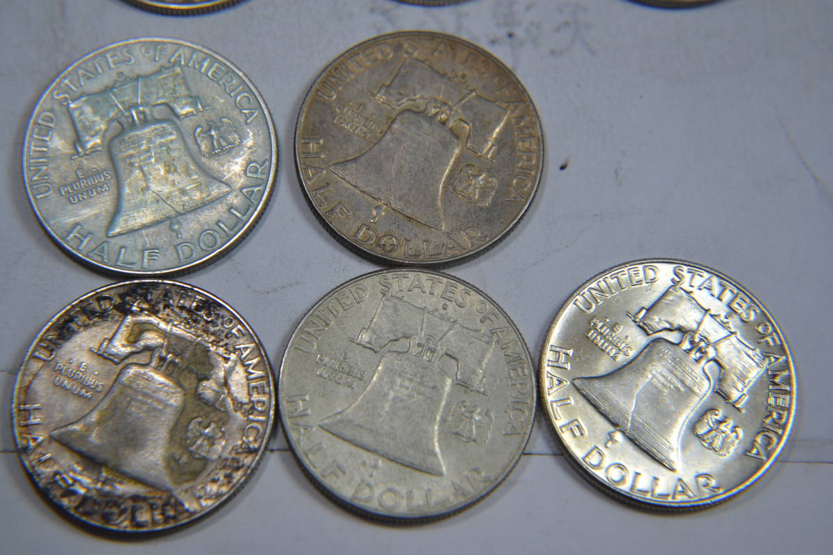 身辺整理・USA1941年～1963年ハーフダラー銀900銀貨10枚 【公式