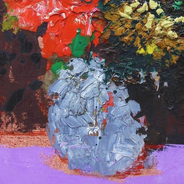 真作】【WISH】福沢一郎「花」油彩 6号 ◇色彩美・花名品 〇文化