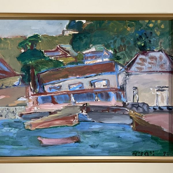 真作□油彩□ 相吉沢久□『福浦港』□1973年□希少・傑作□額付絵画 2c