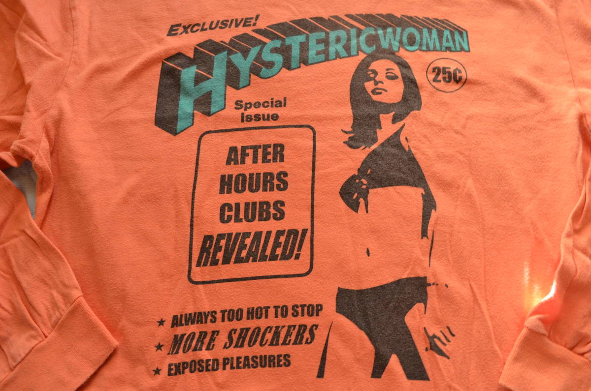 3942M【希少XL】ヒステリックグラマー☆ヒスガール ビッグロゴ 長袖Ｔシャツ ヒスグラ☆ビキニガール長袖tシャツ（m・オレンジ） 【公式通販】