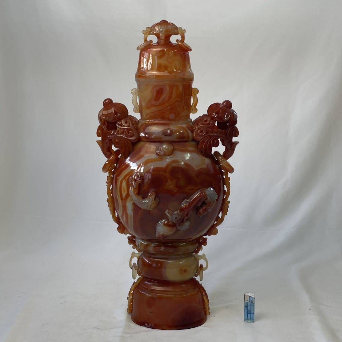 特大 大きい砡製 沈香壺 全高1m15cm / 時代物 砡 壺 飾り壺 