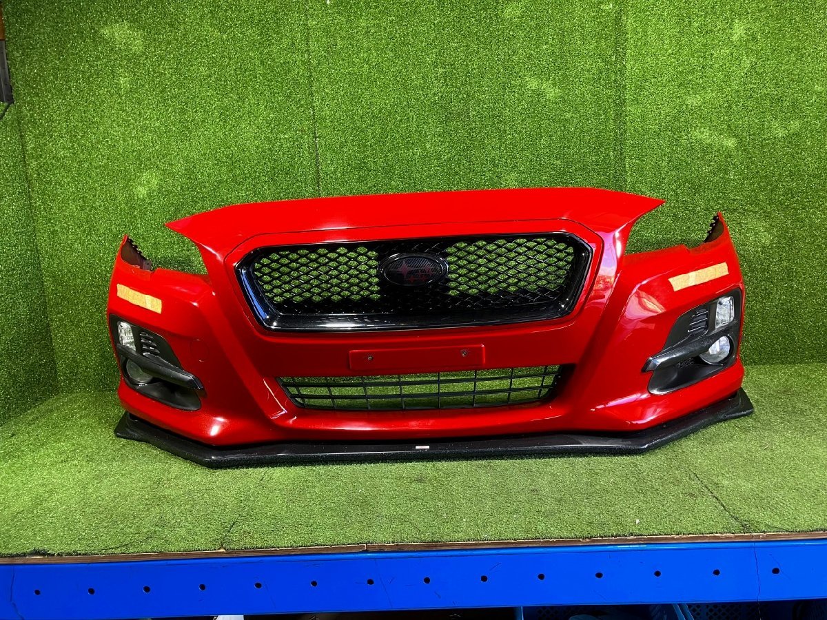 ※新S管理74279 H26 レヴォーグ VMG】加工跡あり現状品★フロント バンパー STiスポイラー付き★C7P ライトニングレッド