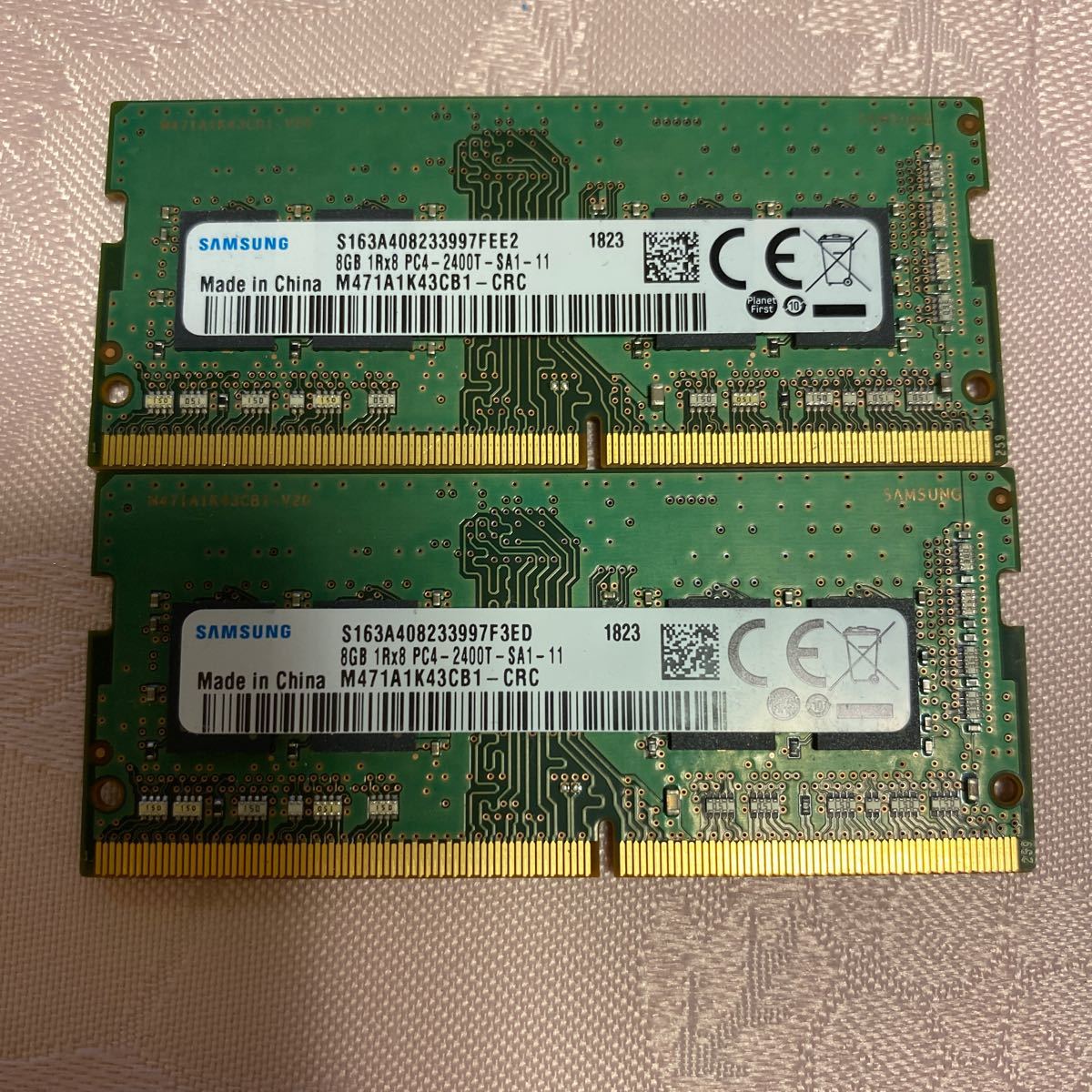 SAMSUNG DDR4 19200 1RX8 PC4 2400T 8GBX2枚セット(16GB)②