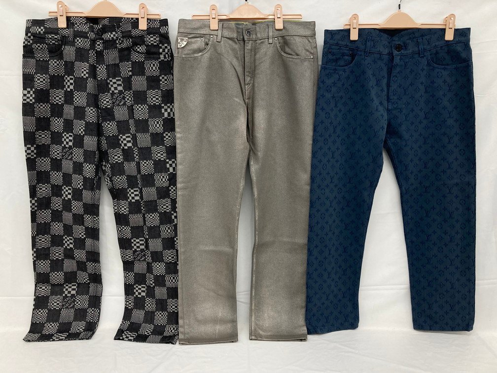 LOUIS VUITTON　ルイヴィトン　パンツ　黒 グレー インディゴ　サイズ32～33　3点おまとめ【BKAK9008】