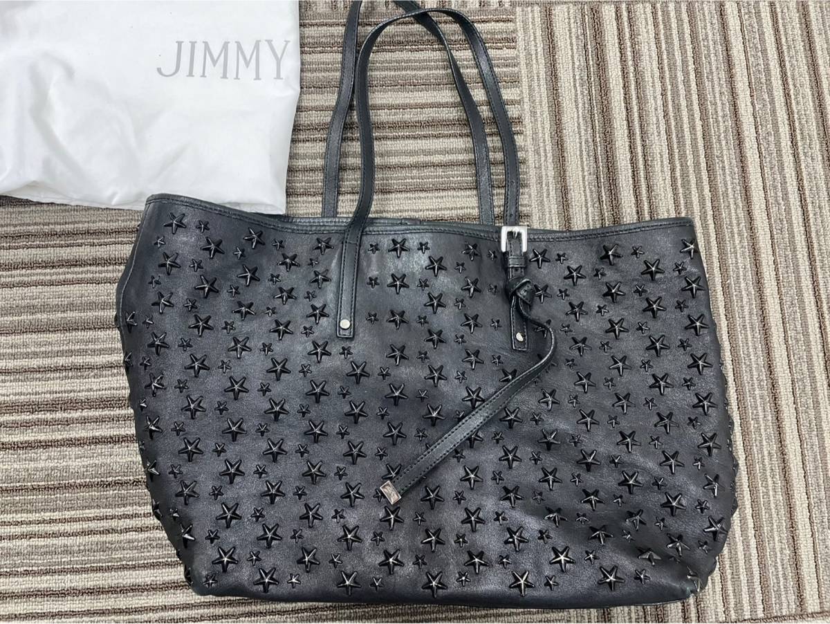 ジミーチュウ サシャ JIMMYCHOO スタッズ トートバッグ 黒 トート 
