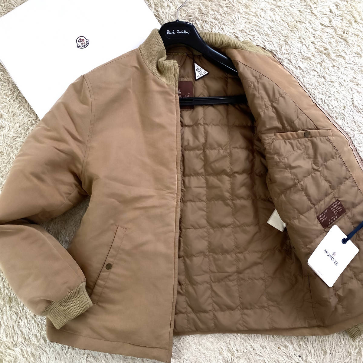 MONCLER モンクレール 薄手ニット ベージュ 赤 紺 ボーダー Lサイズ
