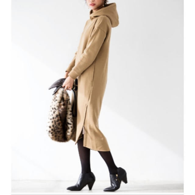 ∞ バンヤードストーム　BARNYARDSTORM /ZIP　ヘム　フーディ　ワンピース　MS スウェット　ベージュ　裏起毛　フード　∞