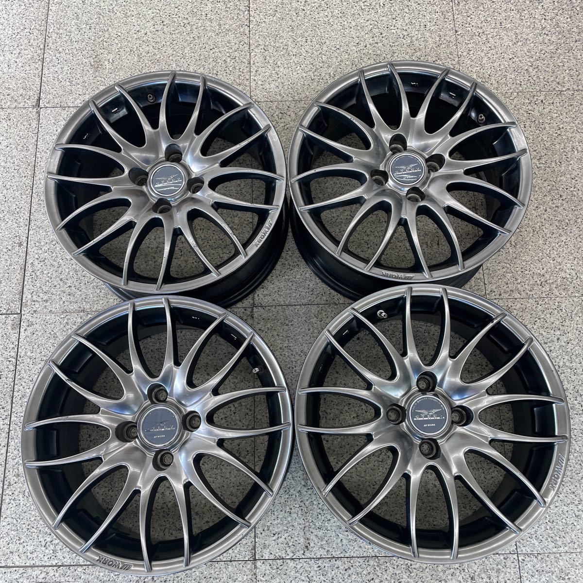WORK ワーク STEEZ スティーズ 15インチ ×6.5J +38 PCD100 4穴 4本セット NICROSS STEEZ WORK スティーズ・二クロス？ -work エッセカスタム(まむ