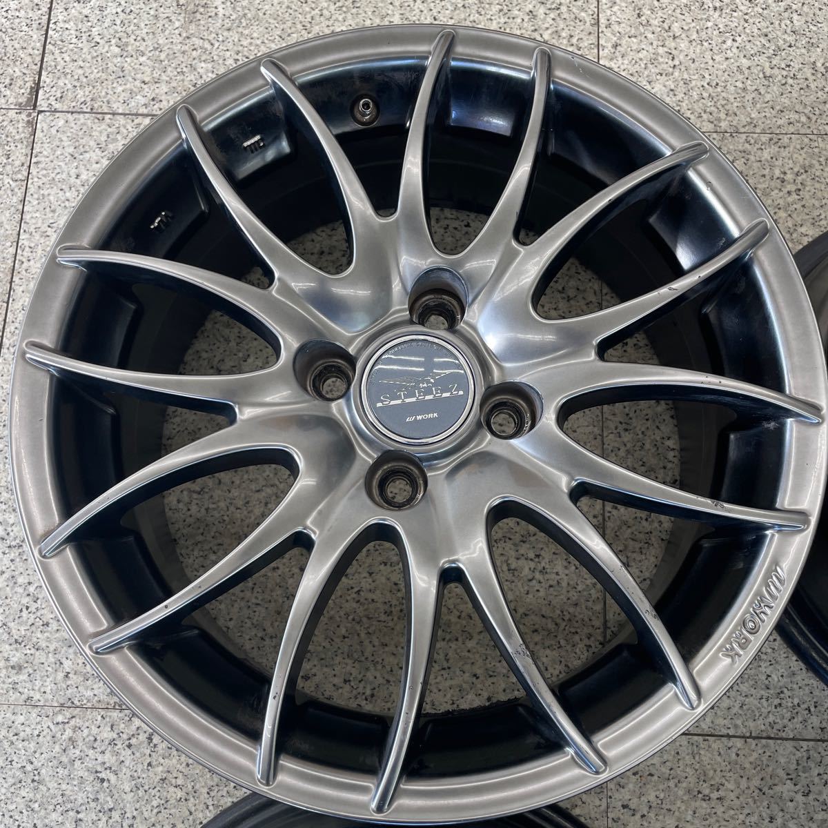 WORK ワーク STEEZ スティーズ 15インチ ×6.5J +38 PCD100 4穴 4本セット NICROSS STEEZ WORK スティーズ・二クロス？ -work エッセカスタム(まむ