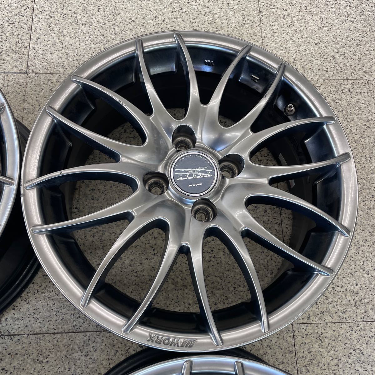 WORK ワーク STEEZ スティーズ 15インチ ×6.5J +38 PCD100 4穴 4本セット NICROSS STEEZ WORK スティーズ・二クロス？ -work エッセカスタム(まむ