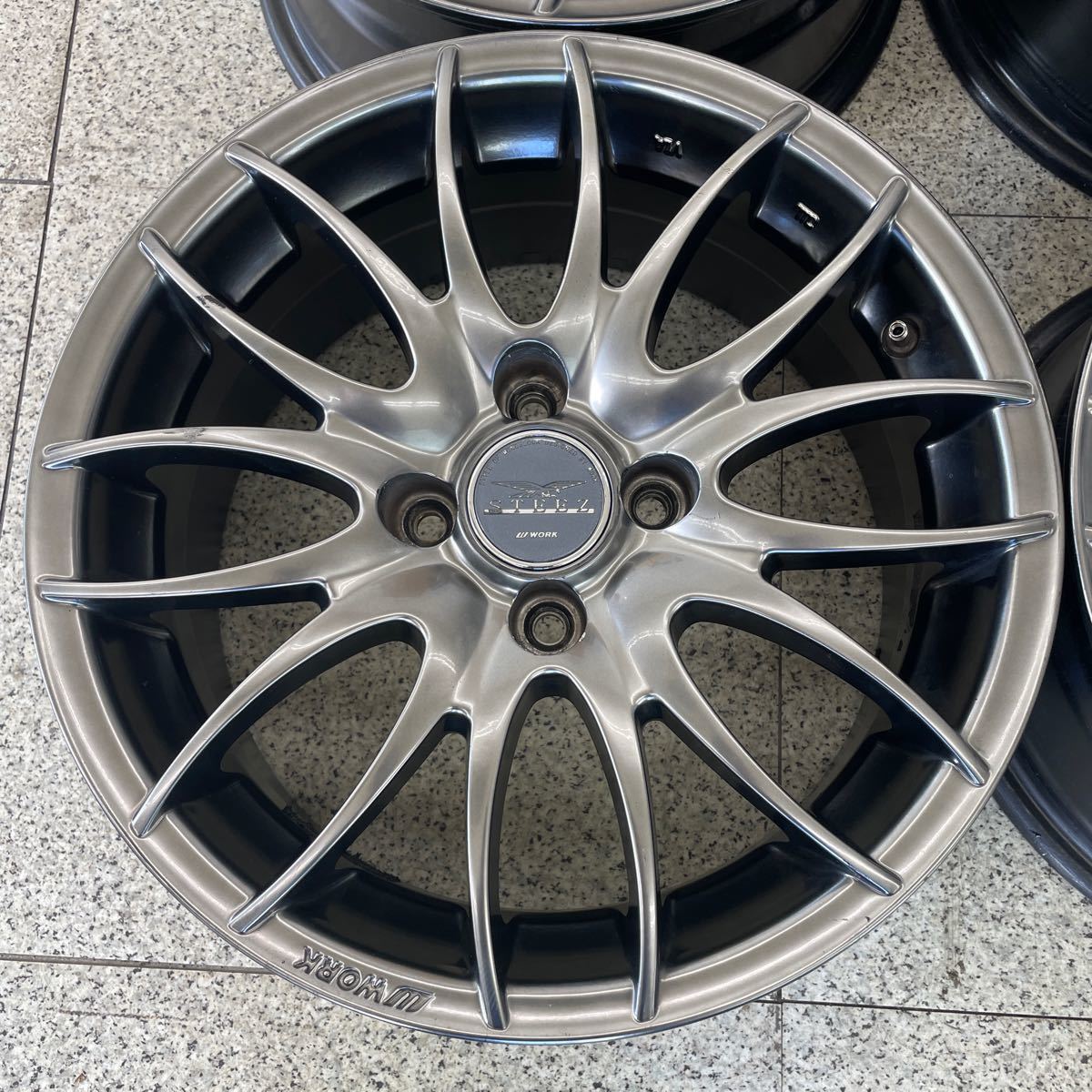 WORK ワーク STEEZ スティーズ 15インチ ×6.5J +38 PCD100 4穴 4本セット NICROSS STEEZ WORK スティーズ・二クロス？ -work エッセカスタム(まむ