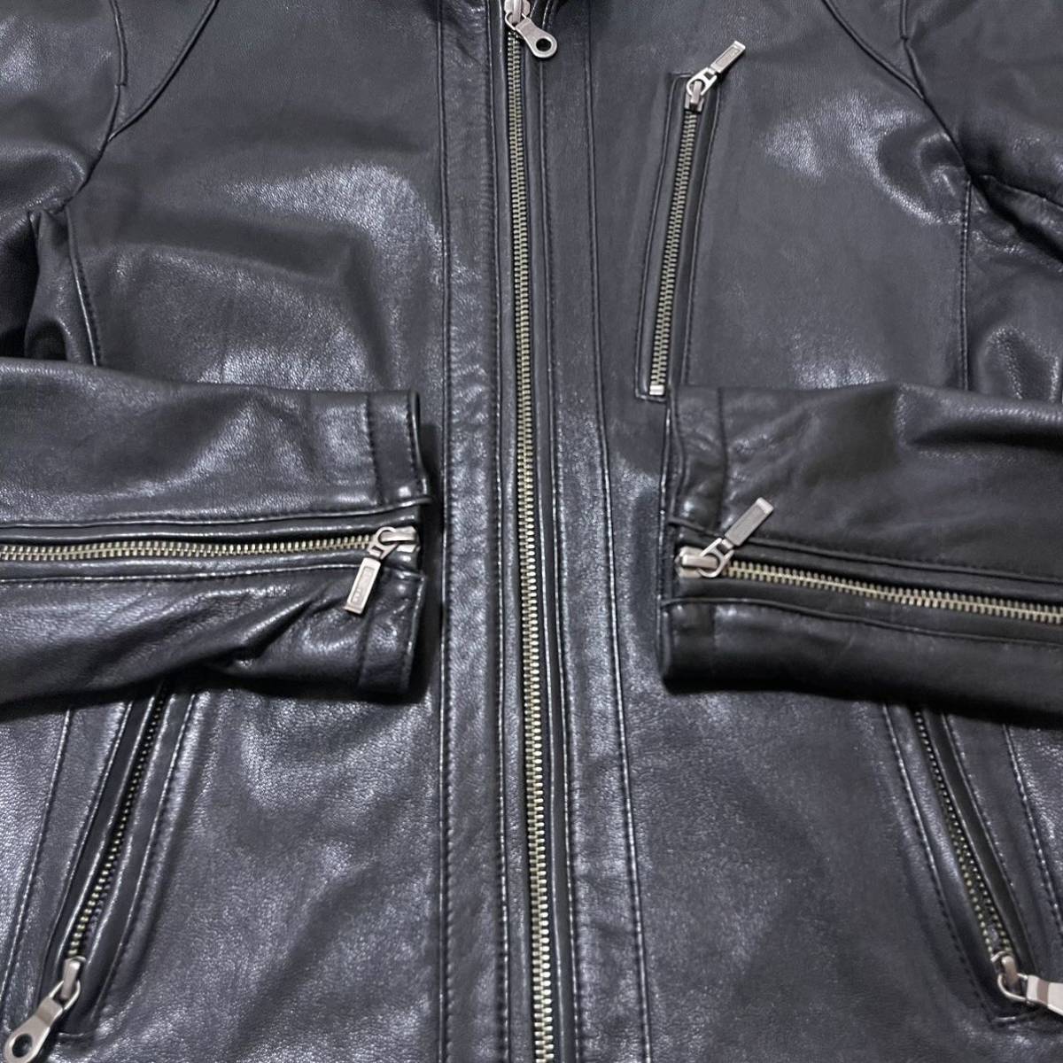 極美品 ミッシェルクラン シングル ライダース ラムレザー 裏地