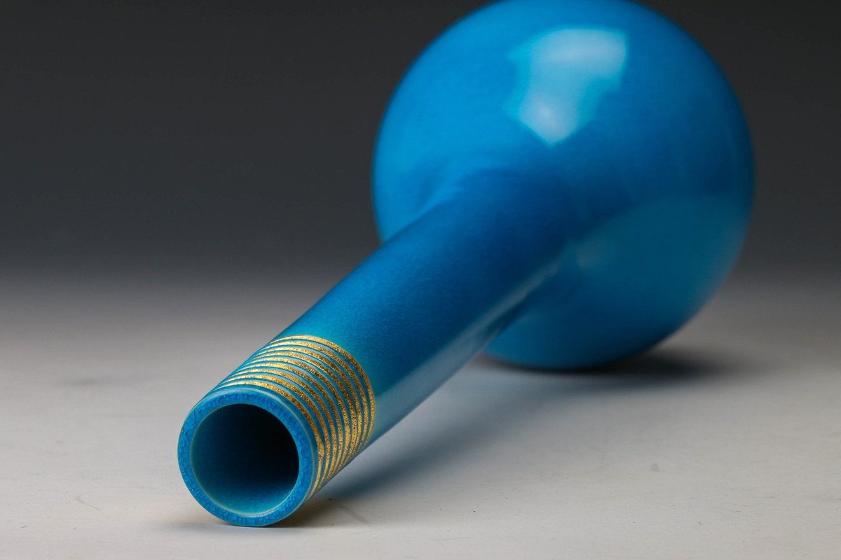 佳香】十六代 永楽善五郎(即全) 高さ28cm 交趾鶴首花