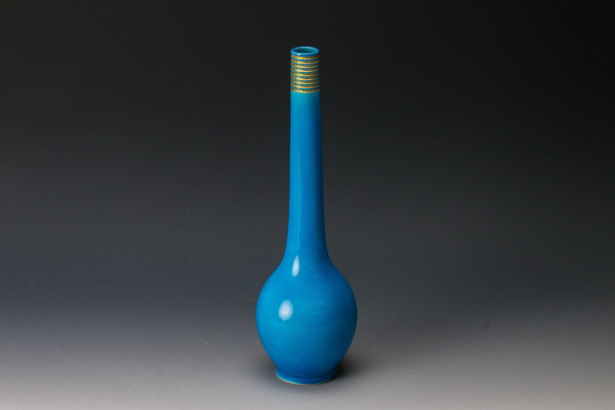 佳香】十六代 永楽善五郎(即全) 高さ28cm 交趾鶴首花