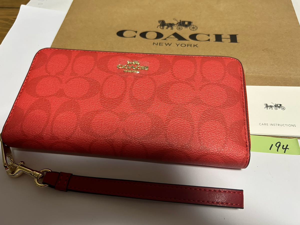 194 新品未使用 COACH コーチ 長財布 シグネチャー ラウンドファスナー アウトレット C4452