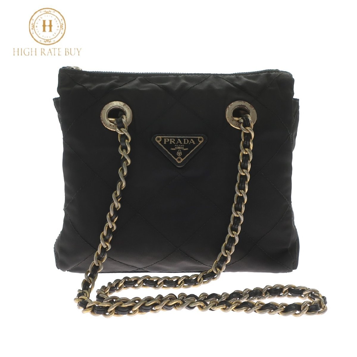 極美品✨ プラダ ショルダーバッグ チェーン 三角ロゴ ナイロン ギャランティ付 1円スタート PRADA プラダ ナイロン チェーンショルダーバッグ 三角