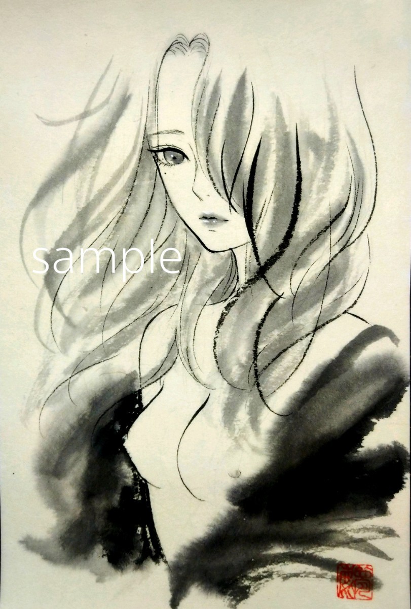 肉筆原画 水彩画 ドローイング 美人画 絵画 手描きイラスト ヌード