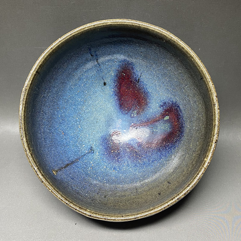 明時代　鈞窯　澱青釉紫斑雞心型水丞　【旧家蔵出し】 名品珍品　窯変釉(D-49) 明時代 鈞窯 澱青釉紫斑雞心型水丞 【旧家蔵出し】 名品珍品 窯変釉(D