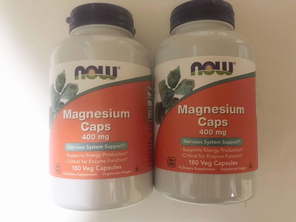 【2個 送料無料】マグネシウム アスパラギン酸 400mg 180カプセル (Magnesium Caps ナウフーズ サプリ ミネラル クエン酸)NOW FOODS