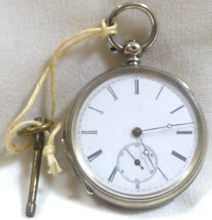 無銘 / 商館時計 / 懐中時計 ◆ 銀片蓋側 / 鍵巻式 / 提げ時計 ◆ 不動 / 要オーバーホール