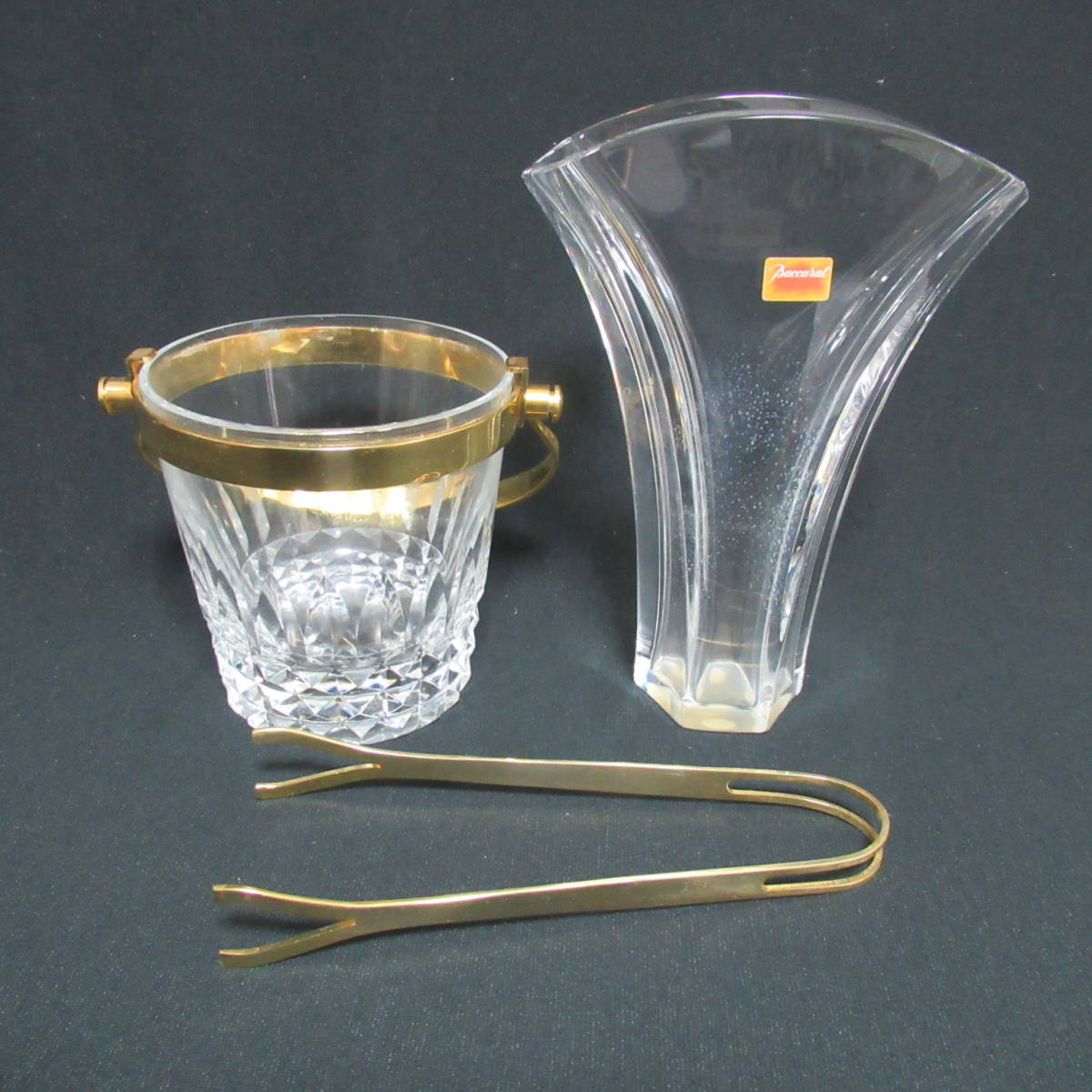 バカラ　baccarat　アイスペール　花瓶　トング　クリスタルガラス　80サイズ発送同梱不可 【2317153/oyka】