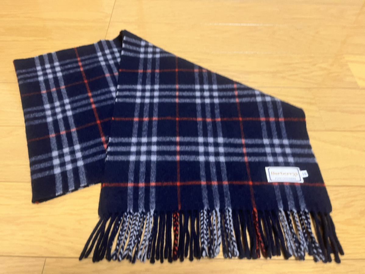 超激得，安い BURBERRY バーバリー マフラー カシミア100％ 濃紺 ネイビー系(マフラー)｜売買されたオークション情報、yahooの商品情報をアーカイブ公開 - オークファン 服飾小物