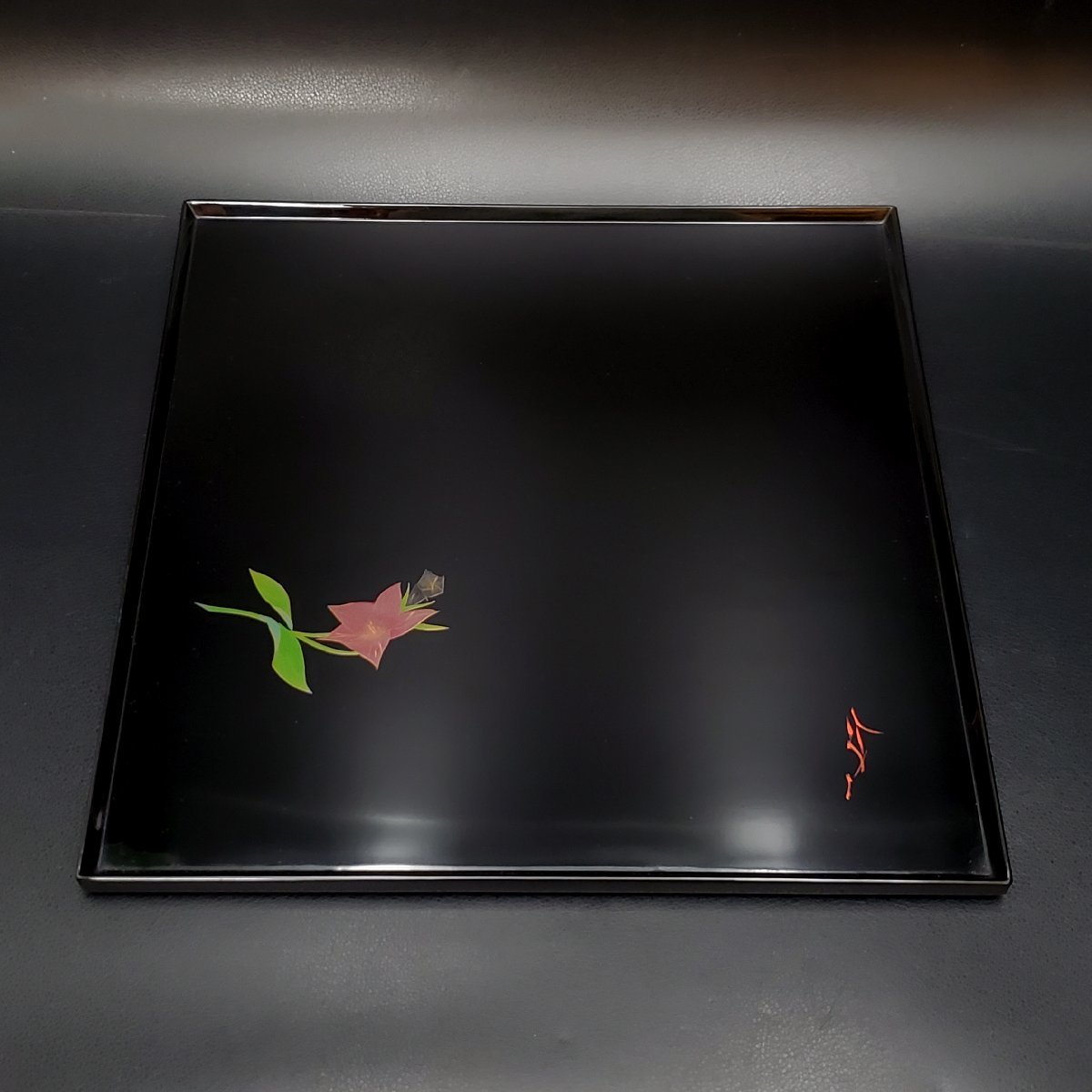 輪島塗　榎木啓作　菓子皿2枚セット G2278輪島塗 大皿 飾り皿 桔梗蒔絵 共箱 栞付き 即決 送料無料 榎木盛