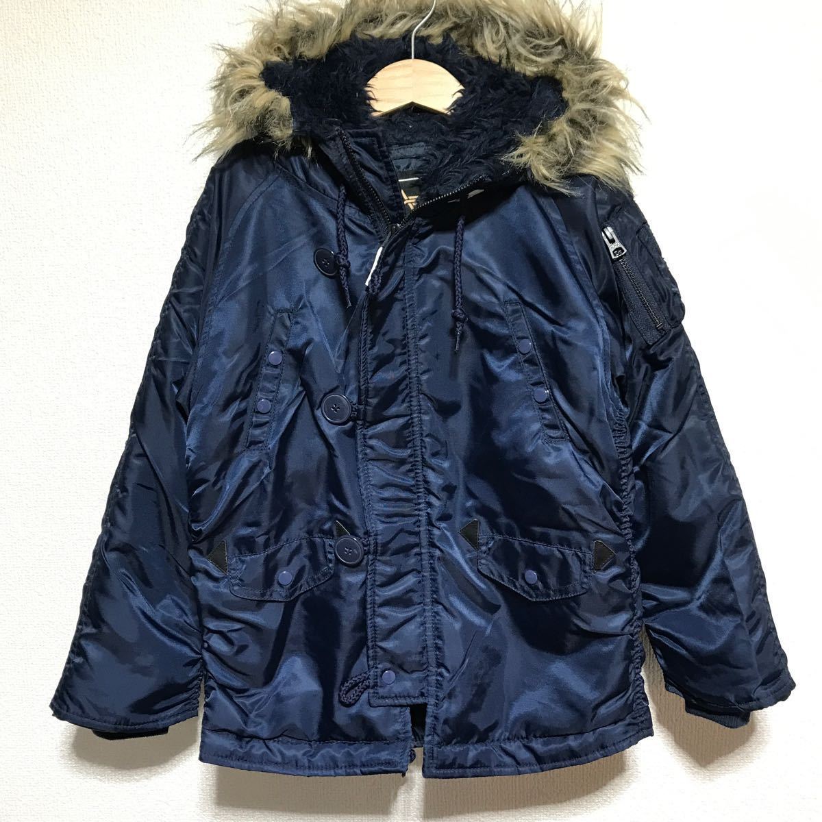[即決古着]ALPHA INDUSTRIES×CIAOPANIC TYPY/アルファインダストリーズ×チャオパニック/別注N-3B/中綿/ネイビー/キッズ/子供用/130サイズ