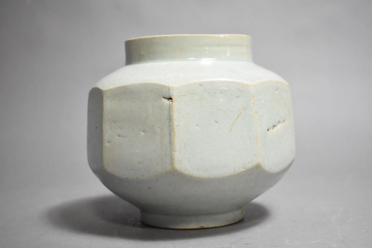英】1166 時代 李朝青白磁面取壺 中国美術 朝鮮 韓国 高麗 李朝 骨董品 