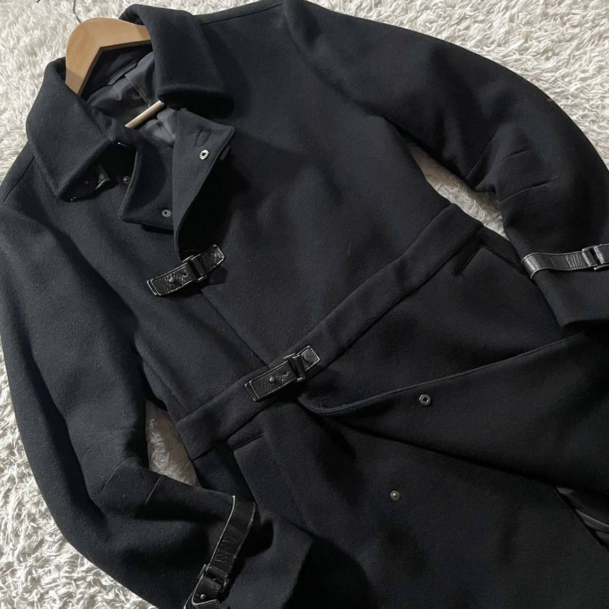 美品/Lサイズ○カルバンクライン カシミヤ混 ウール ロングコート 