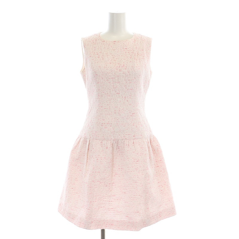 Rene ノースリーブツィードニットワンピース 黒とピンクツイード 34