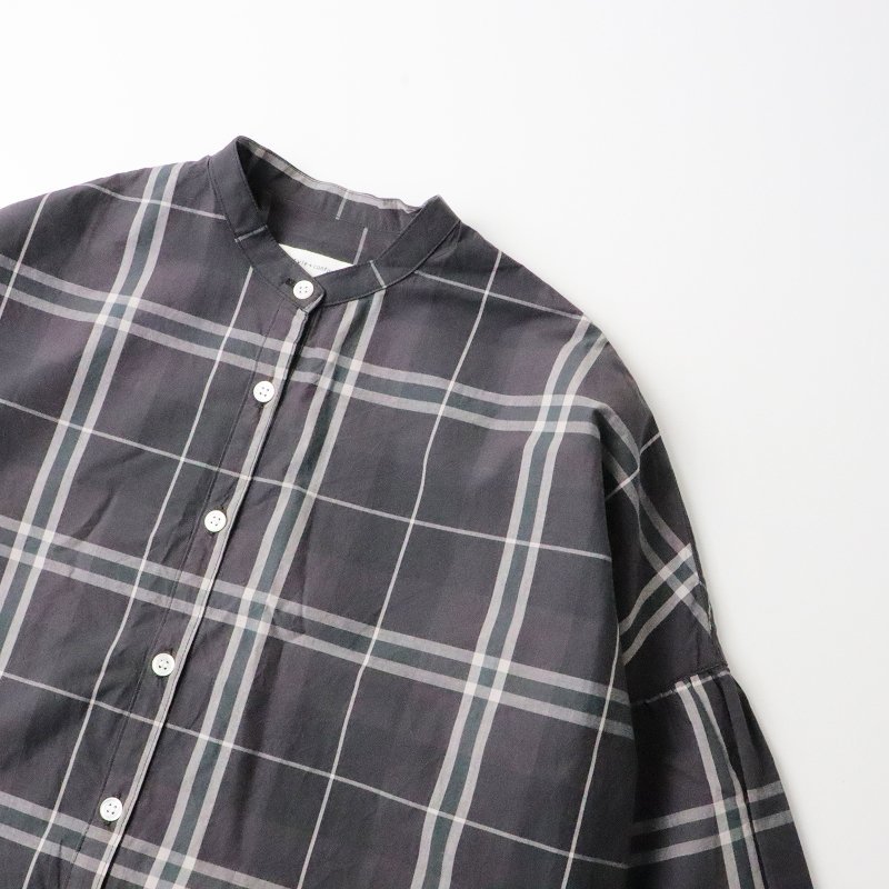 スティールエコンフォール style+confort バンドカラー チェック シャツワンピース 2/ブラック系 羽織り 長袖 ロング【2400013645638】