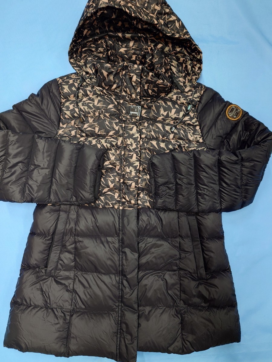 美品☆BALMAINバルマン黒ブラックLブルーフォックスファーダウンコート 