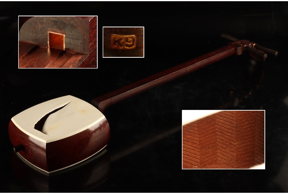 東京クリエイト 中棹 紅木高級三味線 金細 綾杉胴 中棹三味線 [短棹