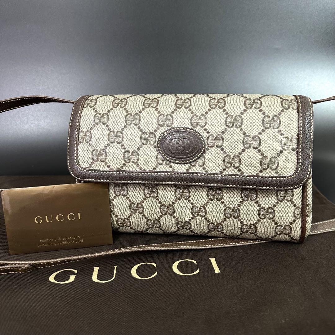 美品 グッチ オールドグッチ GUCCI ショルダーバッグ GG ブラウン 2-12576
