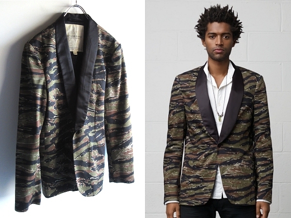 未使用 極美品 Denim & Supply Ralph Lauren ラルフローレン タイガーストライプ タイガーカモ 迷彩 タキシードジャケット テーラードJKT L