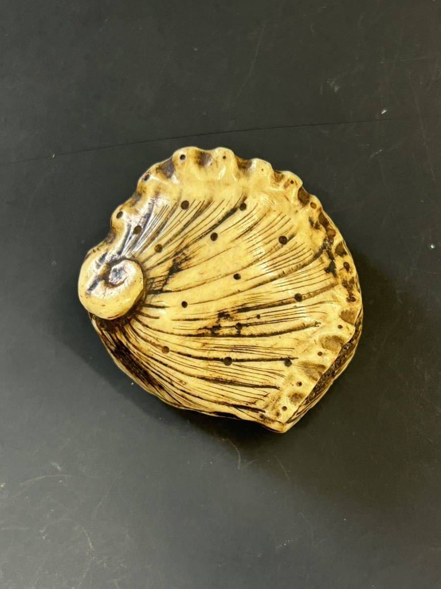 根付 鹿角 鮑 根付 時代提げ物 鮑貝形 提げ物 時代 貝