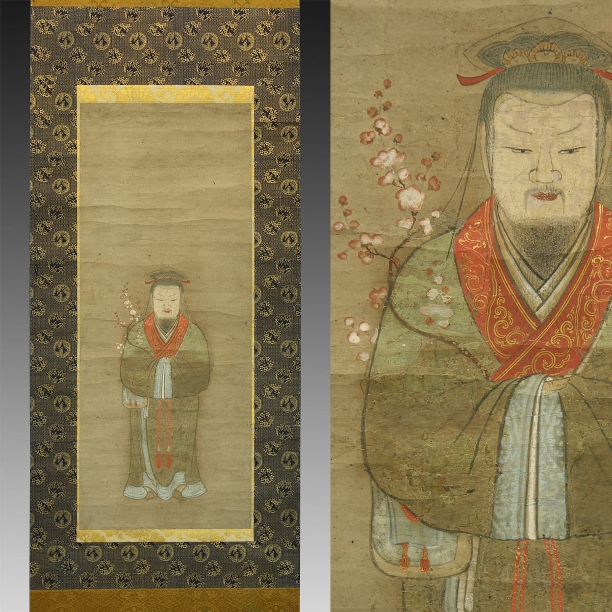 陳少梅 中国画 掛け軸 山水画 中堂 小邨山景図 サイズ：77×175cm 肉筆