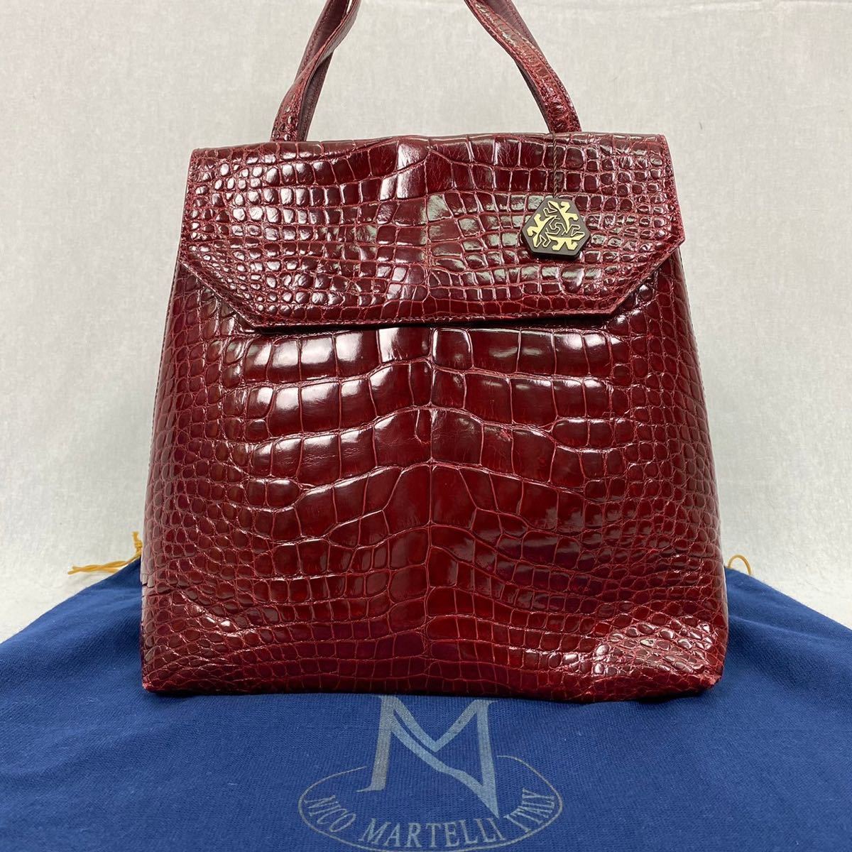 最高級 NICO MARTELLI シャイニークロコダイル ワニ革 トートバッグ