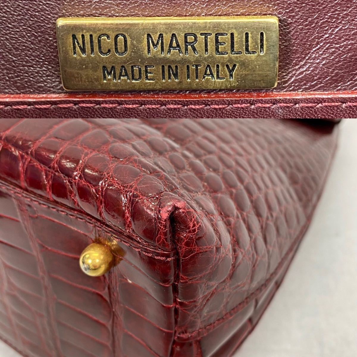 最高級 NICO MARTELLI シャイニークロコダイル ワニ革 トートバッグ 