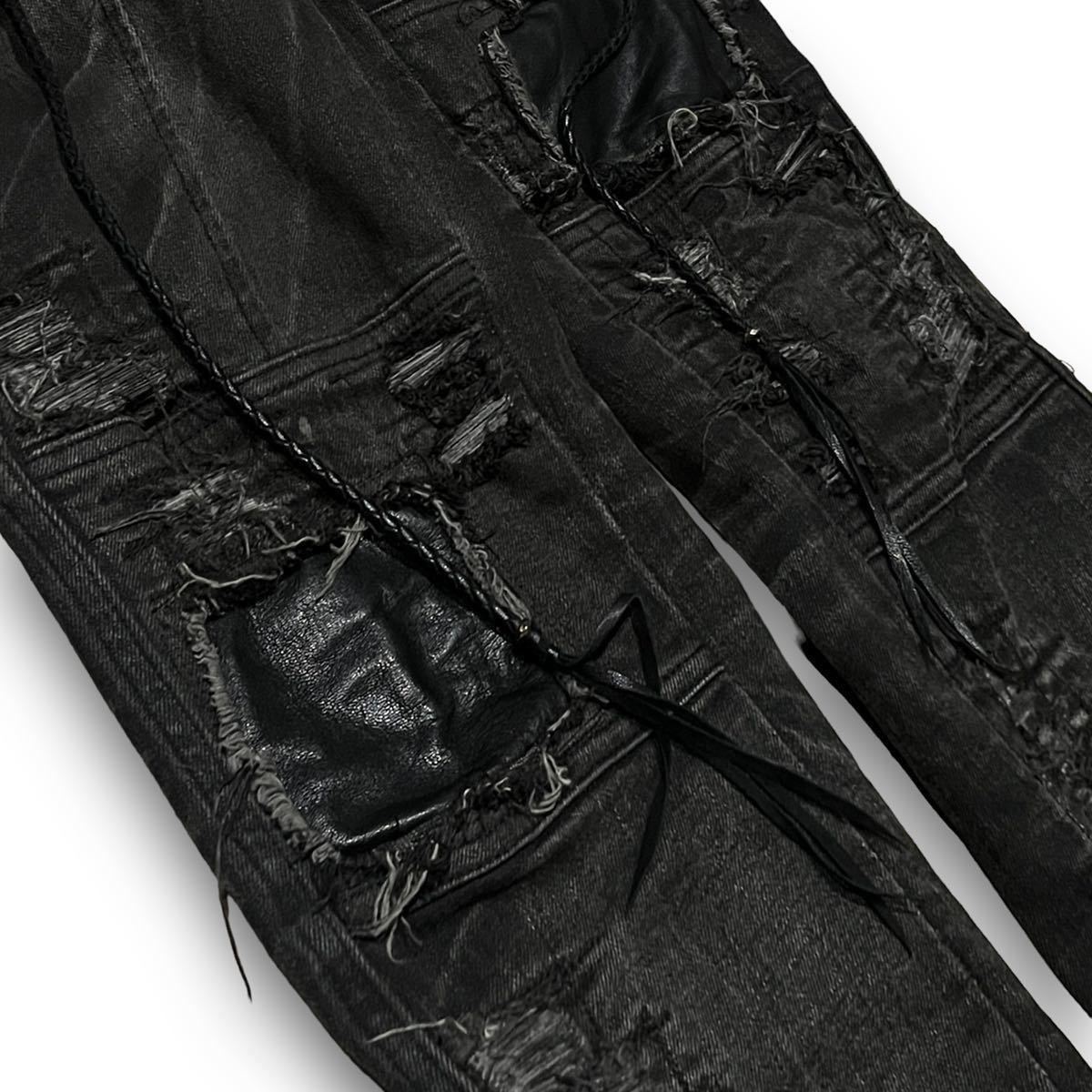 00's KMRii Archive Leather Chain Belt ケムリ パンツ レザー切り替え