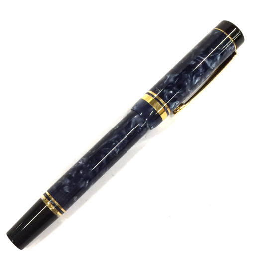 パーカー 万年筆 ペン先 18K 750 コンバーター 吸入式 全長約13cm 総柄 ブルー 付属品有り PARKER QG123-16