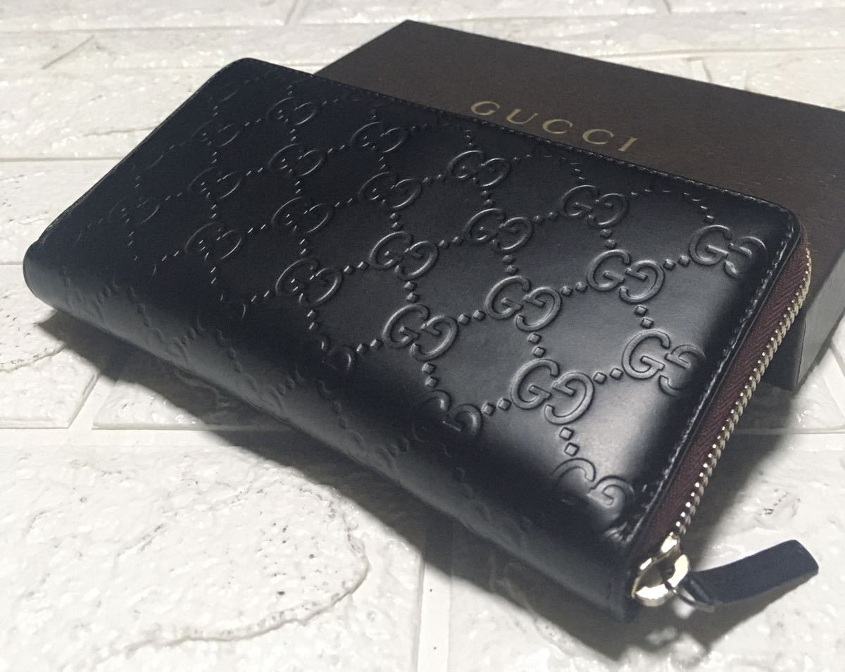 『正規品/鑑定済』GUCCIシマGGラウンドファスナー/シリアル番号232477