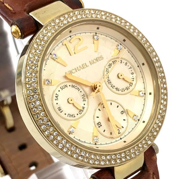MICHAEL KORS マイケルコース 腕時計 MK2504 クオーツ アナログ ラウンド ゴールド カレンダー コレクション 電池交換済み 動作確認済み