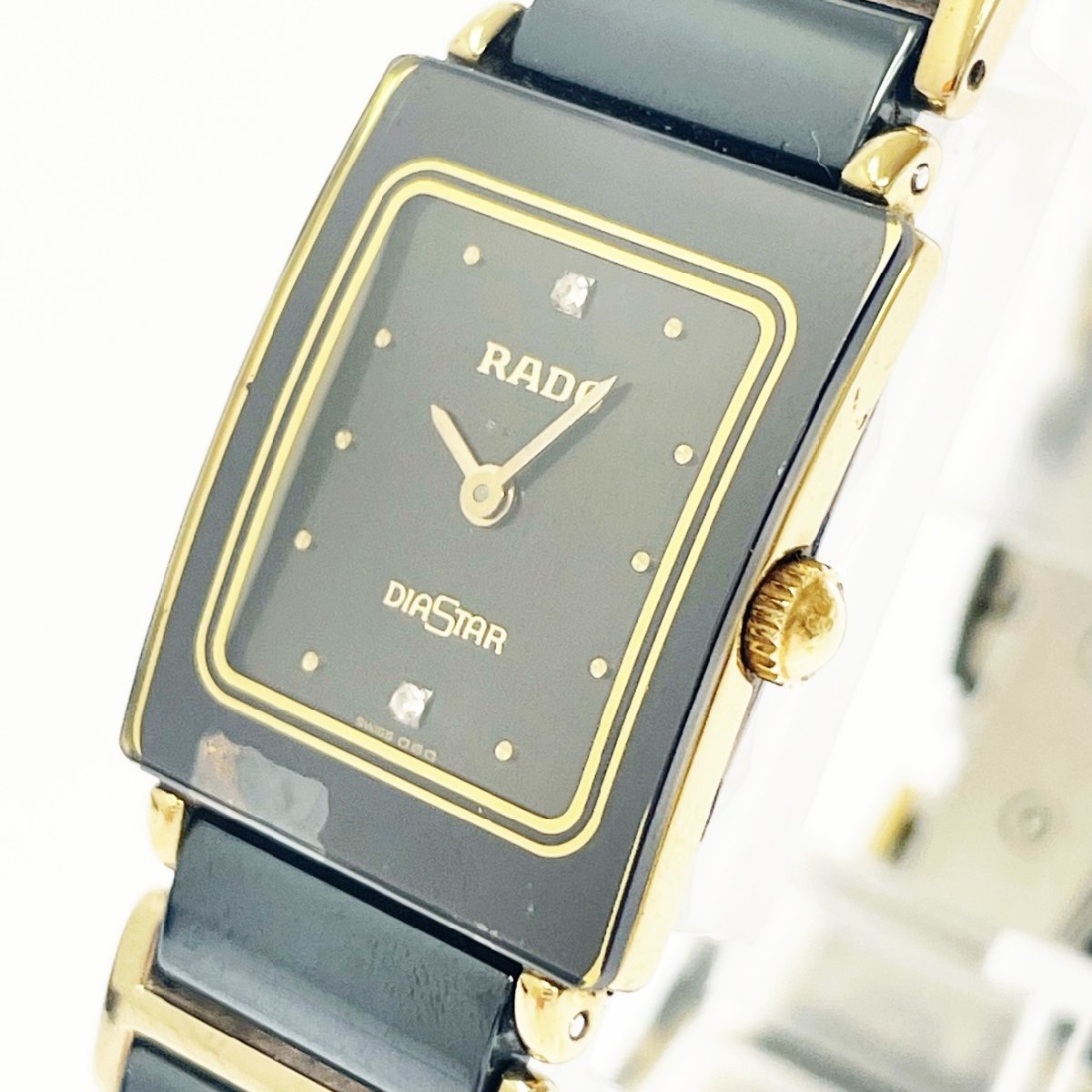 【1円スタート】RADO ラドー 153.0283.3 ダイヤスター SS×セラミック ブラック文字盤 クオーツ レディース腕時計 221775