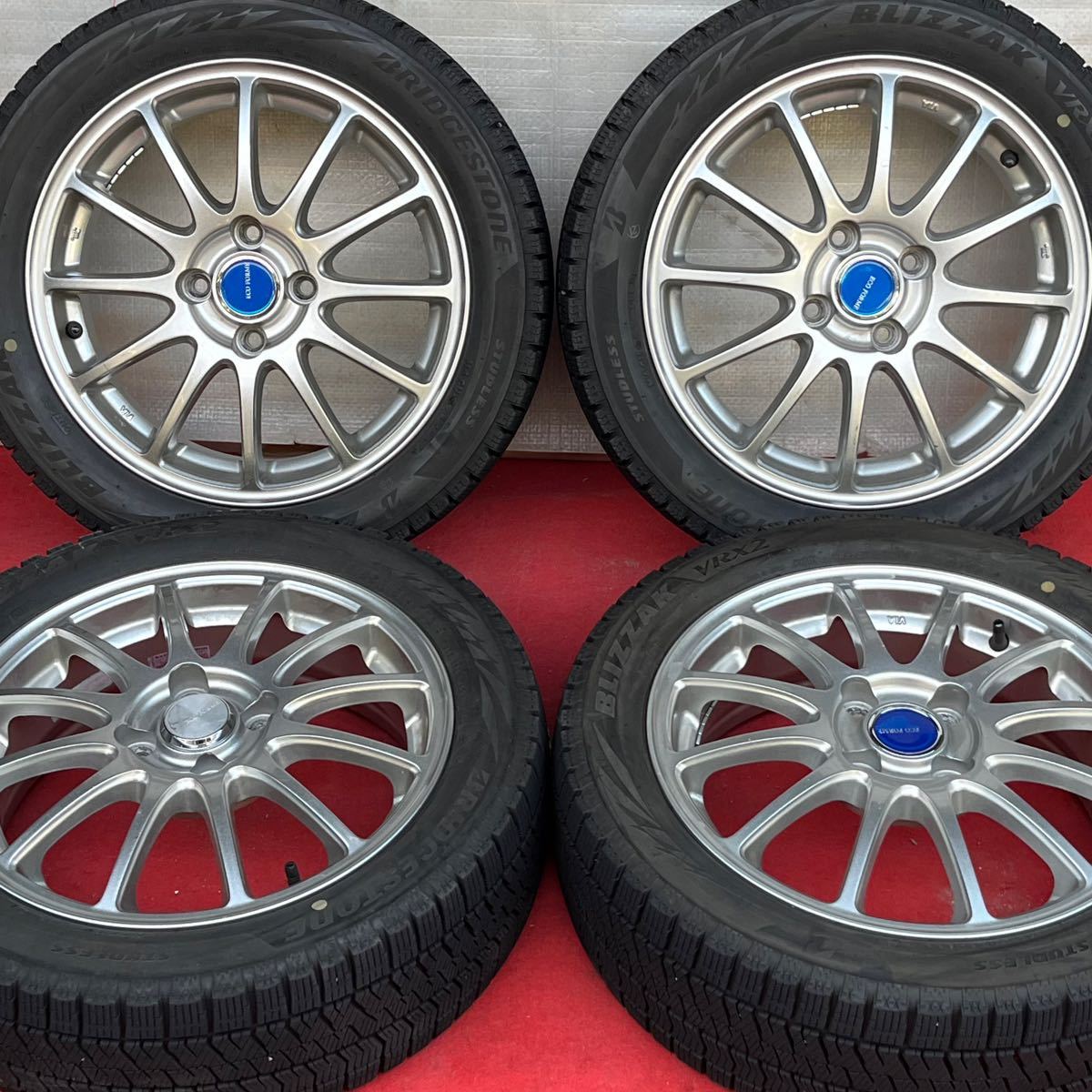 65%溝有。BRIDGESTONE ECO FORME CRS/SE-12 15インチ×5J＋39 100/4穴BRIDGESTONE 175/55R15スタッドレス4本。