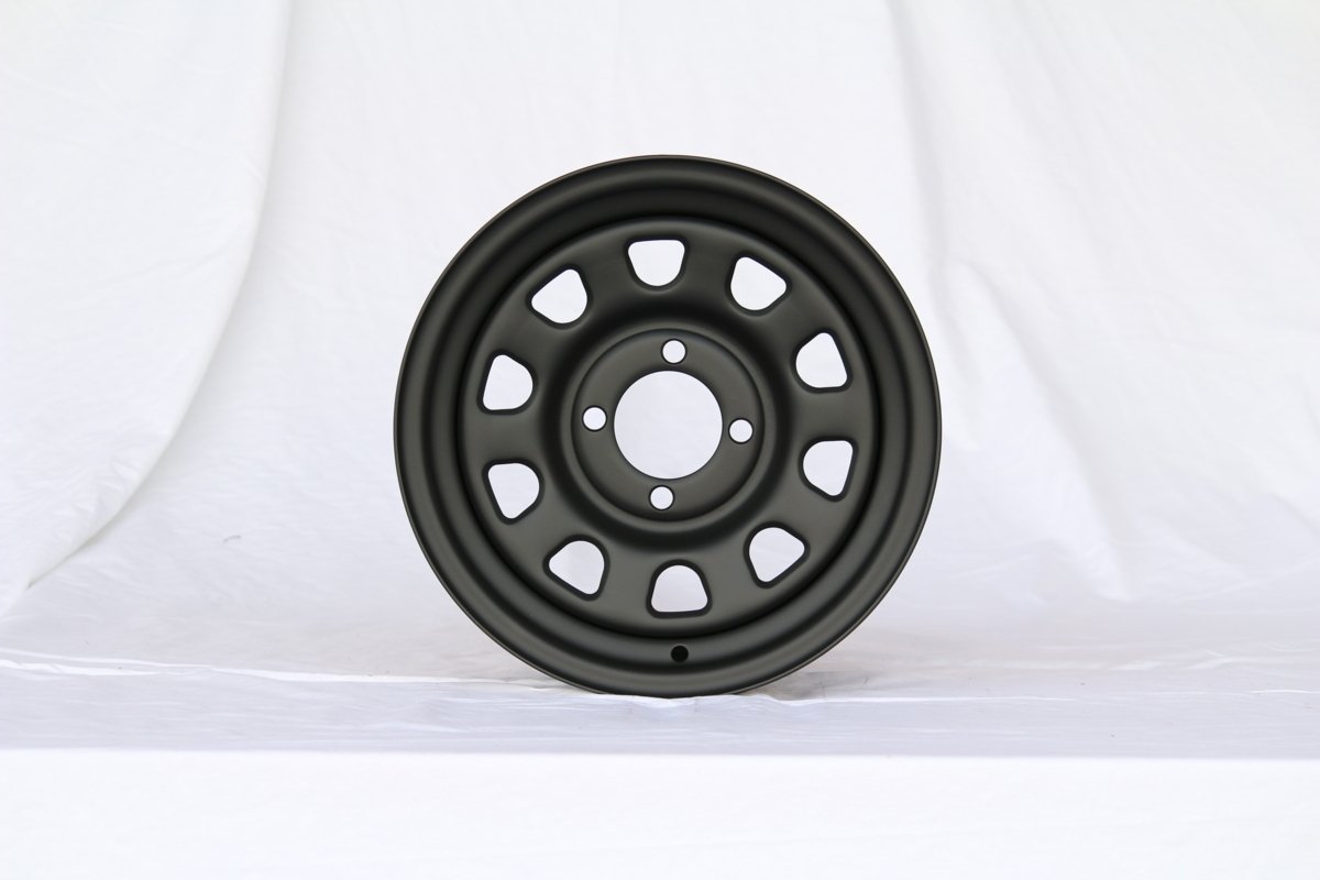 13インチ てっちんホイール 7J +25 4穴 PCD100 マットブラック ドレス