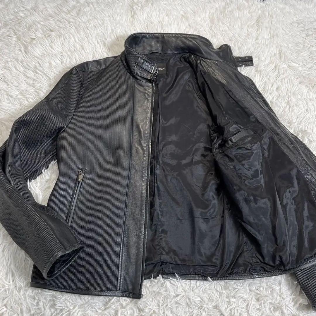 1円◇極美品◇希少XL エンポリオアルマーニ EMPORIO ARMANI ラムレザー